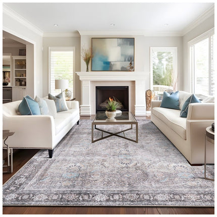 World Rug Gallery Amber Olive 9 ft. x 12 ft. Vintage Inspired Machine Washable Non Slip Area Rug