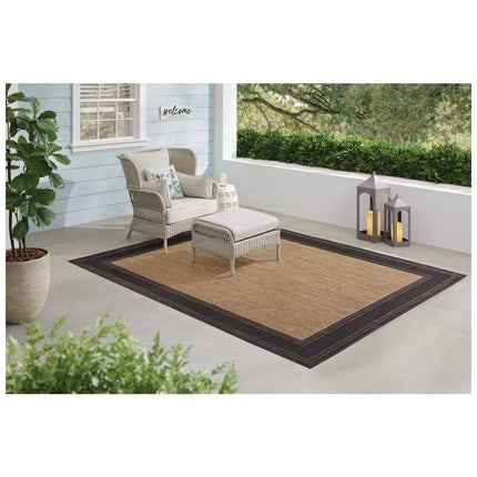 Hampton Bay Black/Brown 8 ft. x 10 ft. Border Indoor/Outdoor Area Rug