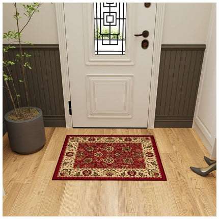 Ottomanson Ottohome Collection Non-Slip Rubberback Oriental Design 2x3 Indoor Entryway Mat, 2 ft. 3 in. x 3 ft., Dark Red