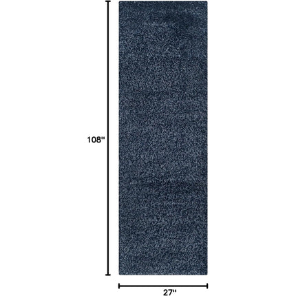 SAFAVIEH California Shag Navy 2 ft. x 9 ft. Solid Runner Rug