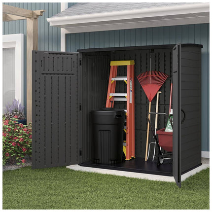 Suncast 5 ft. 10.5 in. W x 3 ft. 8.25 in. D x 6 ft. 5.5 in. H XL Plastic Resin Vertical Storage Shed in Peppercorn (Gray) (BMS6225D)