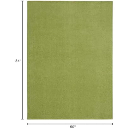 Nourison Essentials 5 ft. x 7 ft. Green Solid Contemporary Indoor/Outdoor Patio Area Rug