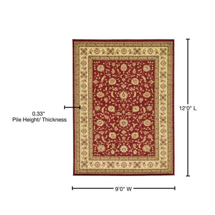 Unique Loom Voyage St. Louis Red/Gold 9 ft. x 12 ft. Traditional Border Area Rug