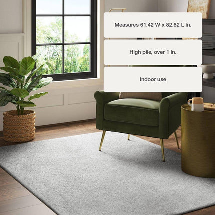 5'1"x6'11" Solid Eyelash Woven Shag Rug Cream - Threshold