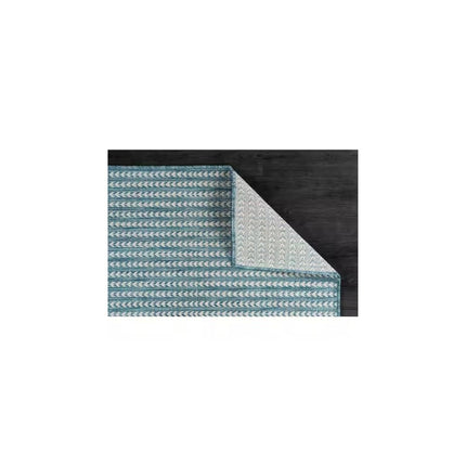 Beverly Rug Arrow Aqua 8 ft. x 10 ft. Chevron Striped Washable Indoor Outdoor Area Rug