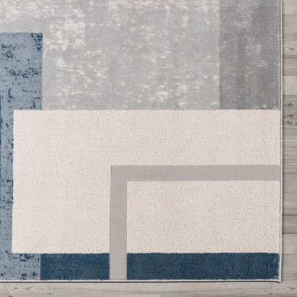 Gertmenian Ethan Abstract Geo Blue 9 ft. x 13 ft. Geometric Indoor Area Rug