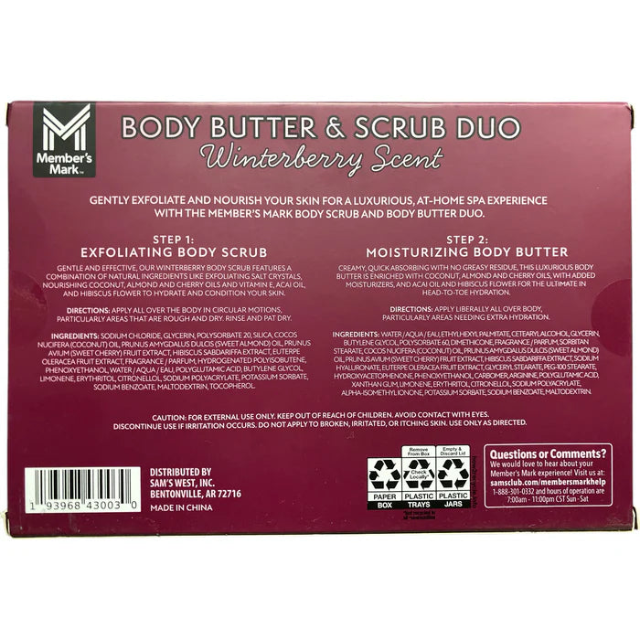 Member's Mark Winterberry Body Butter and Scrub Duo