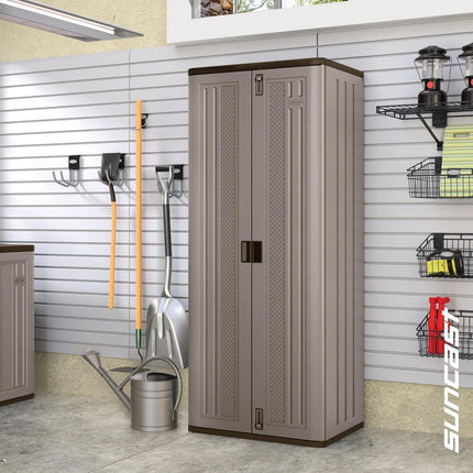 Suncast Plastic Freestanding Garage Cabinet in Platinum 40 in. W x 80 in. H x 20 in. D (BMC8000D)