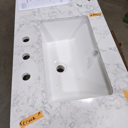 Home Decorators Collection Doveton 60 in. Double Sink Freestanding Dark Walnut Bath Vanity with White Engineered Marble Top