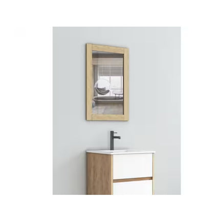 Garrido Bros. and Co. Roma 20.5 in. W x 20.5 in. T x 15.9 in. D Single Sink Bath Vanity in Oak and White with White Ceramic Top and Mirror