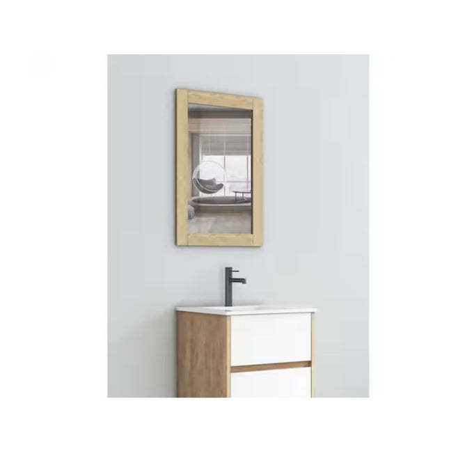 Garrido Bros. and Co. Roma 20.5 in. W x 20.5 in. T x 15.9 in. D Single Sink Bath Vanity in Oak and White with White Ceramic Top and Mirror