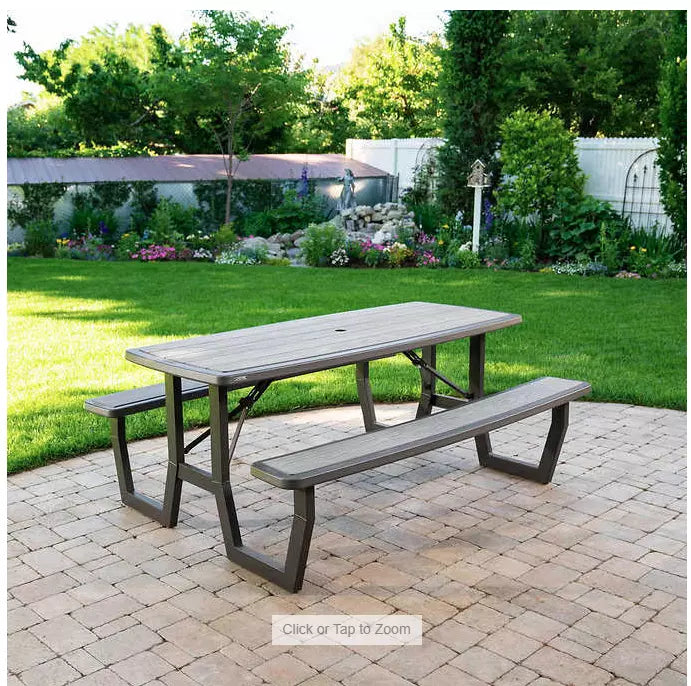 LIFETIME Heavy-Duty Rough Cut 6' Folding Picnic Table 18 GA. Steel Frame