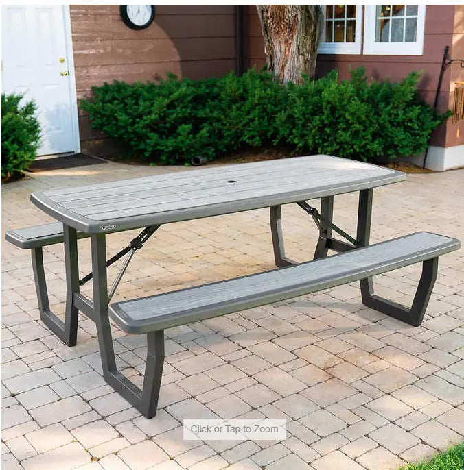 LIFETIME Heavy-Duty Rough Cut 6' Folding Picnic Table 18 GA. Steel Frame