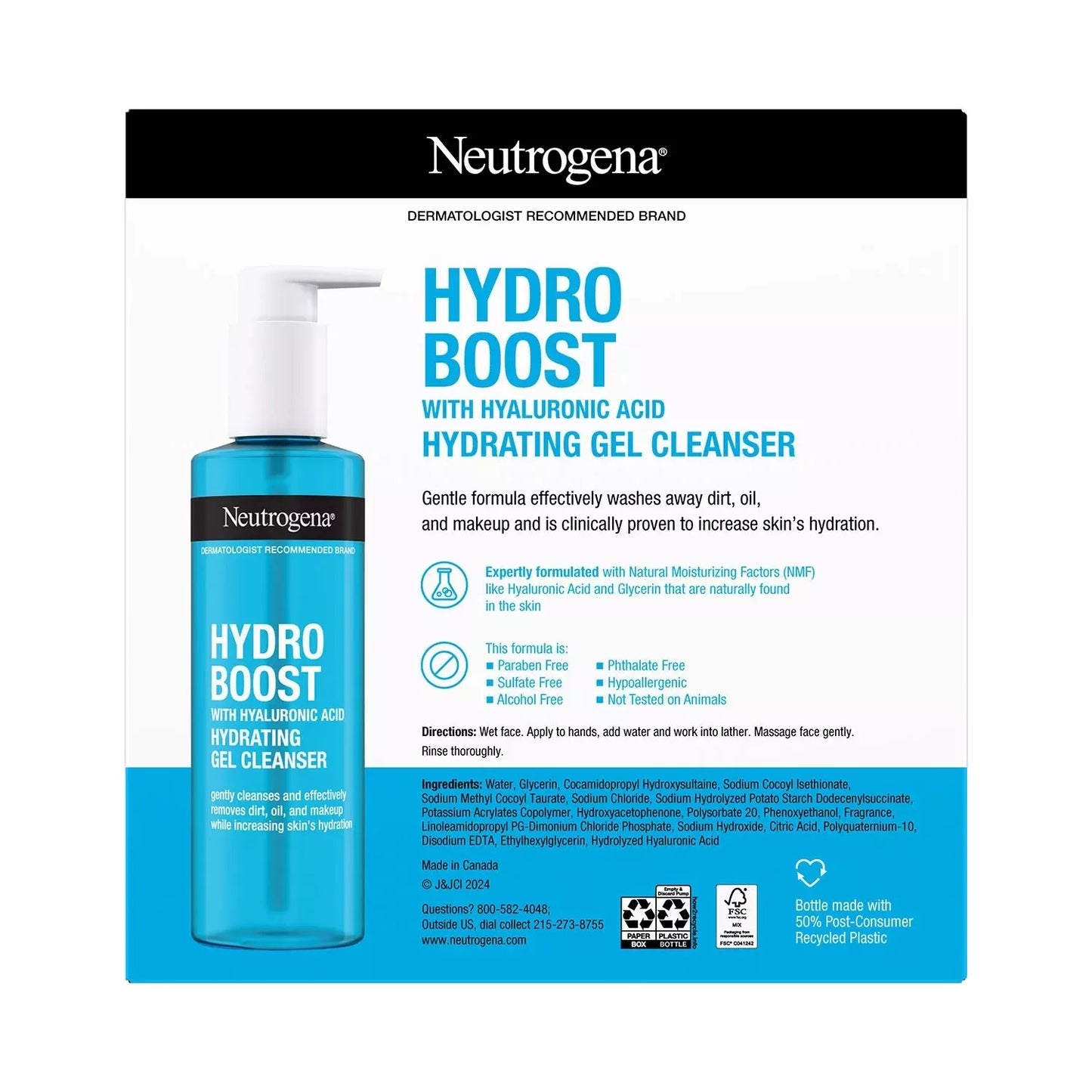 Neutrogena Hydro Boost Hydrating Gel Cleanser, 7.8 Fluid Ounce (Pack of 3)