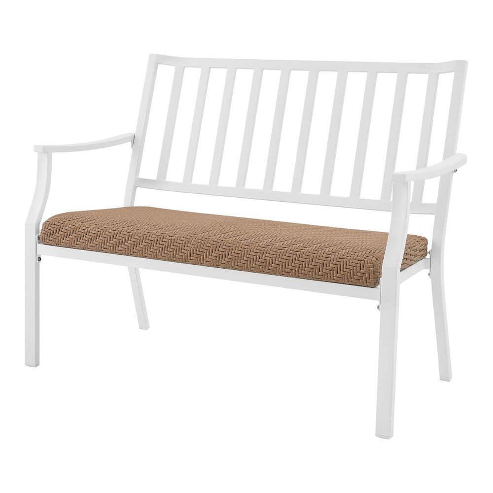Hampton Bay Harbor Point 45.1 in. 2-Person White Steel Outdoor Bench