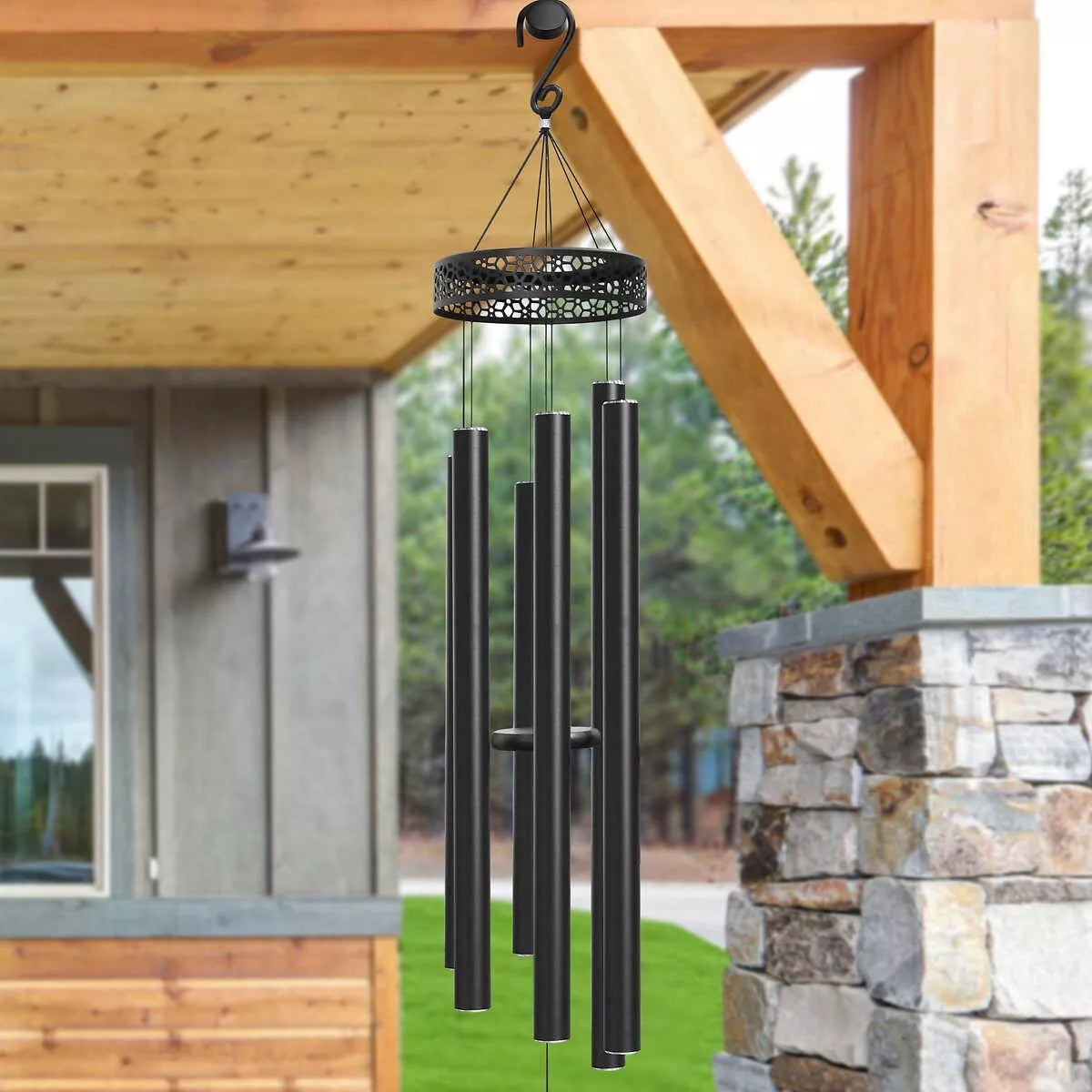 Stylecraft Harmonically Tuned Wind Chime, Black 8.9"X8.9"X61.4" Weather