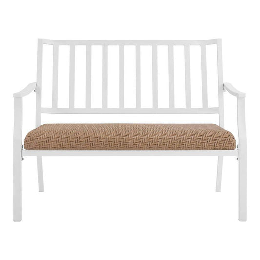 Hampton Bay Harbor Point 45.1 in. 2-Person White Steel Outdoor Bench