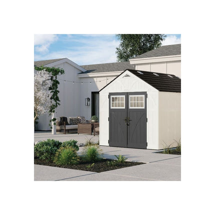 Suncast Tremont 8 ft. x 10 ft. Resin Storage Shed with Floor, 86 sq ft, White (BMS8125)