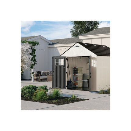 Suncast Tremont 8 ft. x 10 ft. Resin Storage Shed with Floor, 86 sq ft, White (BMS8125)