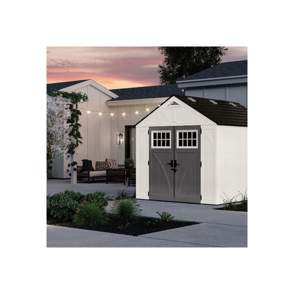 Suncast Tremont 8 ft. x 10 ft. Resin Storage Shed with Floor, 86 sq ft, White (BMS8125)