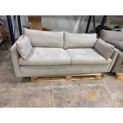 Light Gray Two-Seater Sofa with Accent Pillows