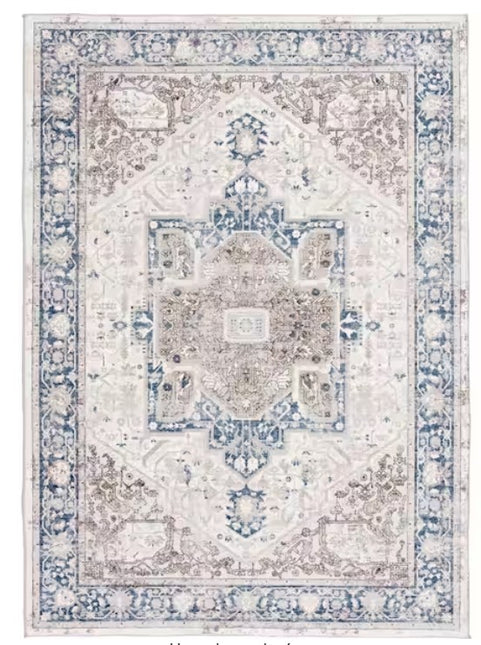 Silky Medallion Multi 5 ft. x 7 ft. Medallion Polyester Area Rug
