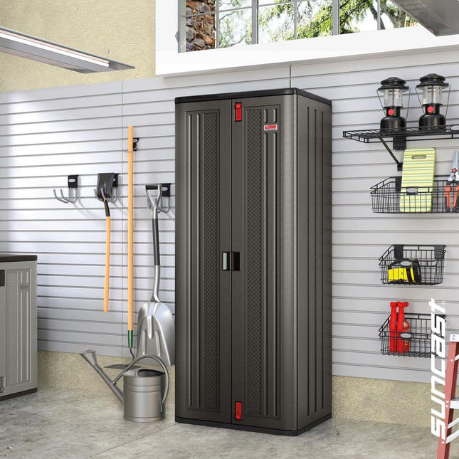 Suncast Commercial 30 in. W x 72 in. H x 20 in. D Plastic Freestanding Garage Cabinet in Dark Shadow Metallic Black, BMCCPD7204