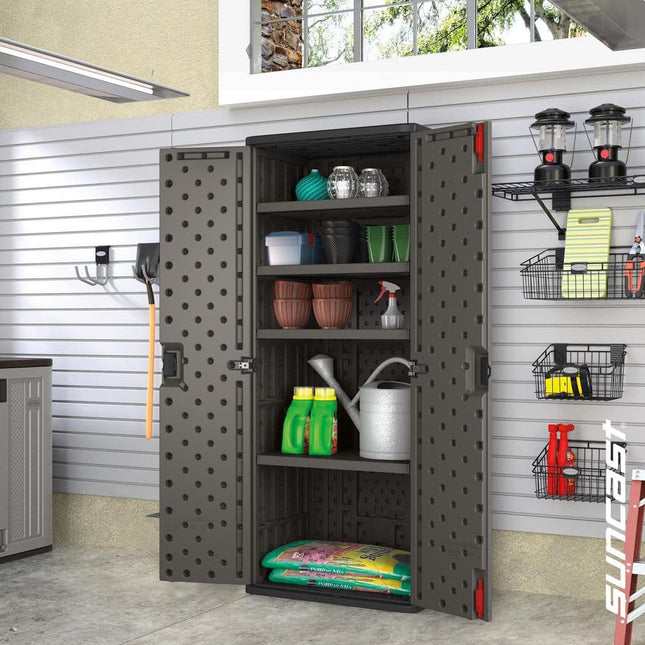 Suncast Commercial 30 in. W x 72 in. H x 20 in. D Plastic Freestanding Garage Cabinet in Dark Shadow Metallic Black, BMCCPD7204