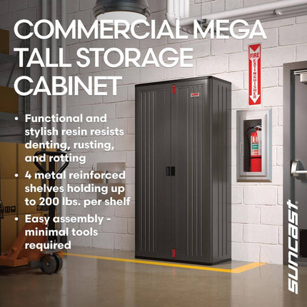 Suncast Commercial 40 in. W x 80.25 in. H x 20.25 in. D Plastic Freestanding Garage Cabinet in Dark Shadow Metallic Black, BMCCPD8004
