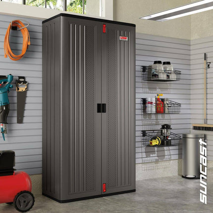 Suncast Commercial 40 in. W x 80.25 in. H x 20.25 in. D Plastic Freestanding Garage Cabinet in Dark Shadow Metallic Black, BMCCPD8004