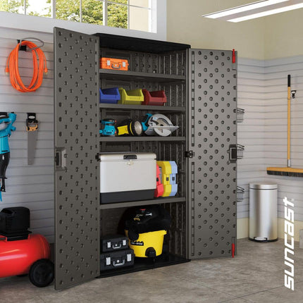 Suncast Commercial 40 in. W x 80.25 in. H x 20.25 in. D Plastic Freestanding Garage Cabinet in Dark Shadow Metallic Black, BMCCPD8004