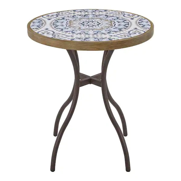 StyleWell Corinth Round Metal 25 in. Outdoor Bistro Tile Table