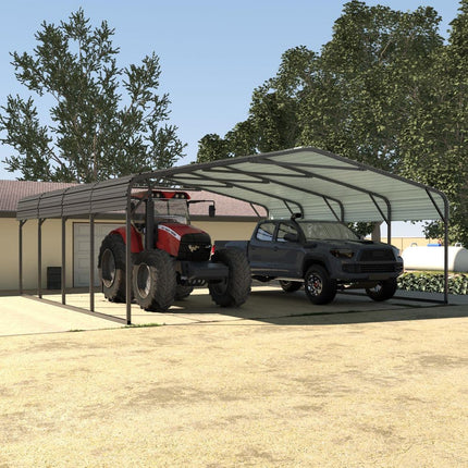 VEIKOUS 20 ft. W x 20 ft. D Carport Steel Car Canopy and Shelter in Gray